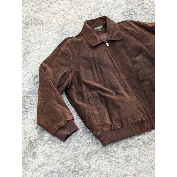 Norm Thompson Mens Brown Suede Leather Insulated Bomber Jacket Size XXL - Picture 3 of 16
